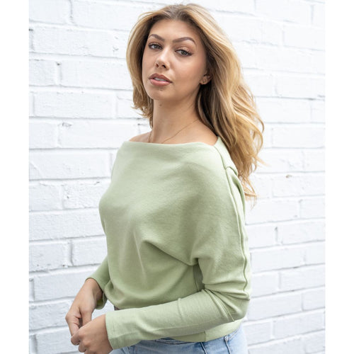 Drea Light Sage Off the Shoulder Top