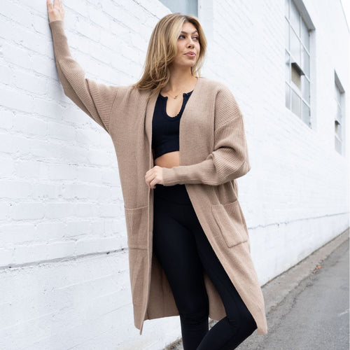 Lucerne Long Ribbed Open Front Cardigan