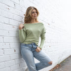 Drea Light Sage Off the Shoulder Top