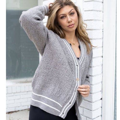 Bruges Grey Baseball Cardigan