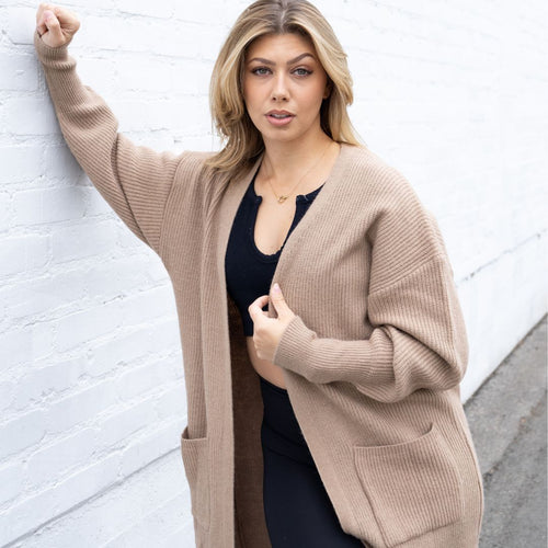 Lucerne Long Ribbed Open Front Cardigan