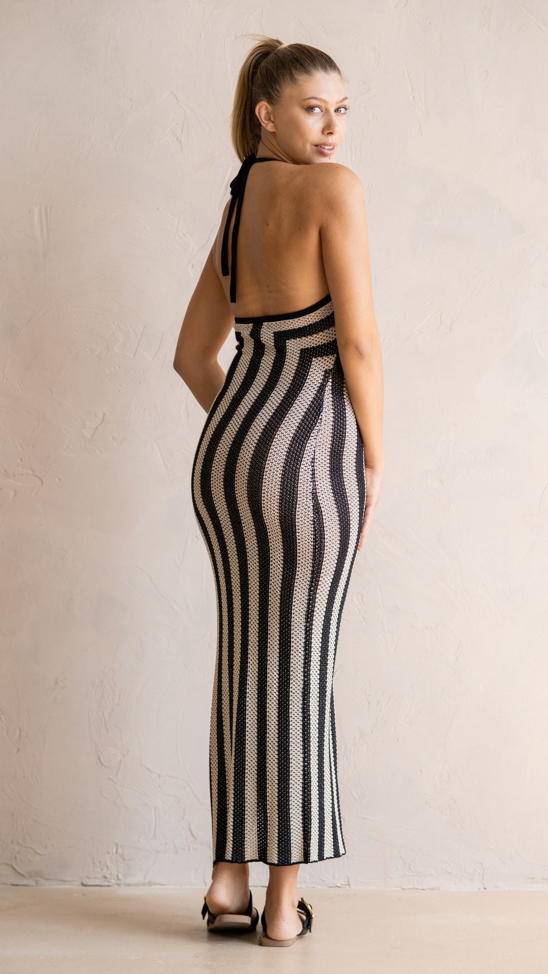 Vertical striped maxi dress hotsell